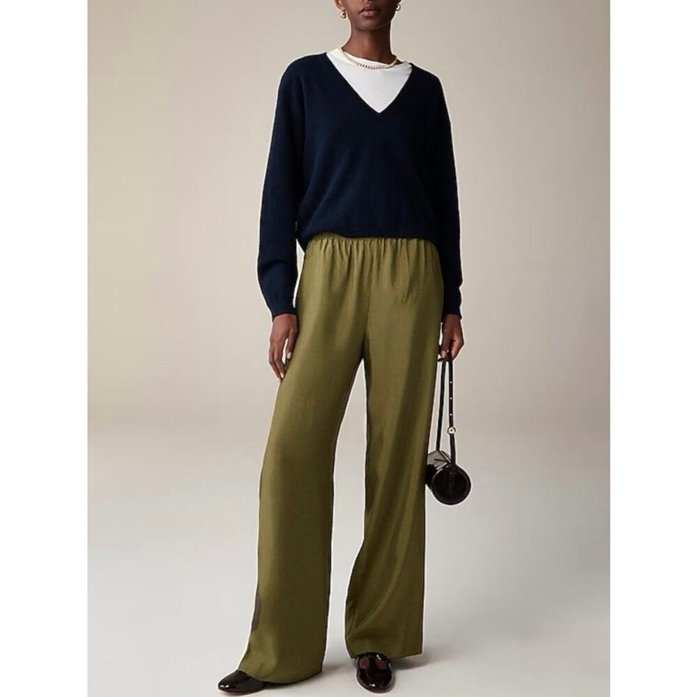 J. Crew Stratus Pant in Textured Satin XL Green